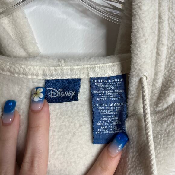 Disney Grumpy Sherpa Fleece Hoodie Sweatshirt Sz XL White Pink Beads Snow White - Picture 2 of 10